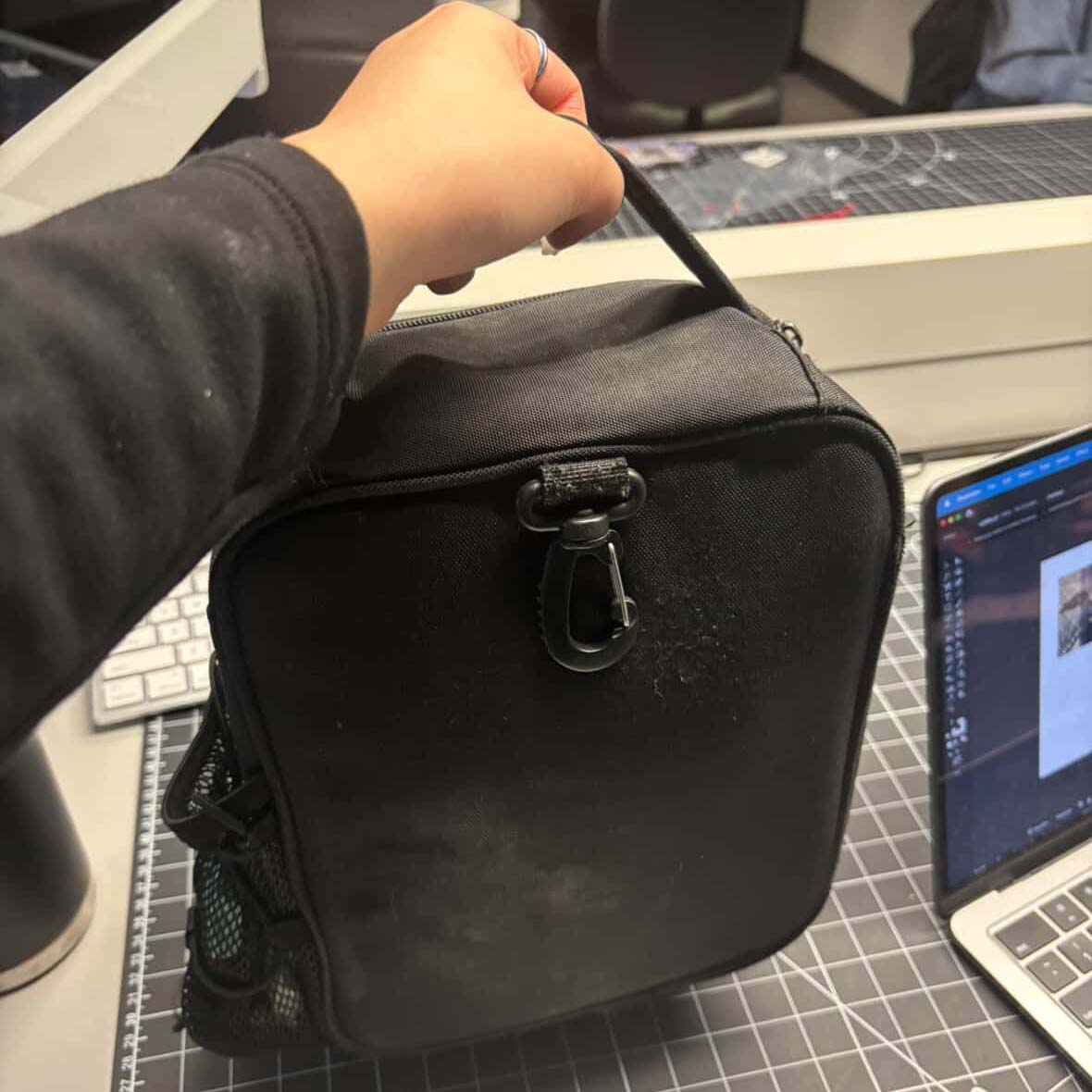 This was someone's lunch bag. I wanted to do an interaction where someone picks the bag up and then puts it down. This interaction felt very plain and was difficult to draw due to the angle.