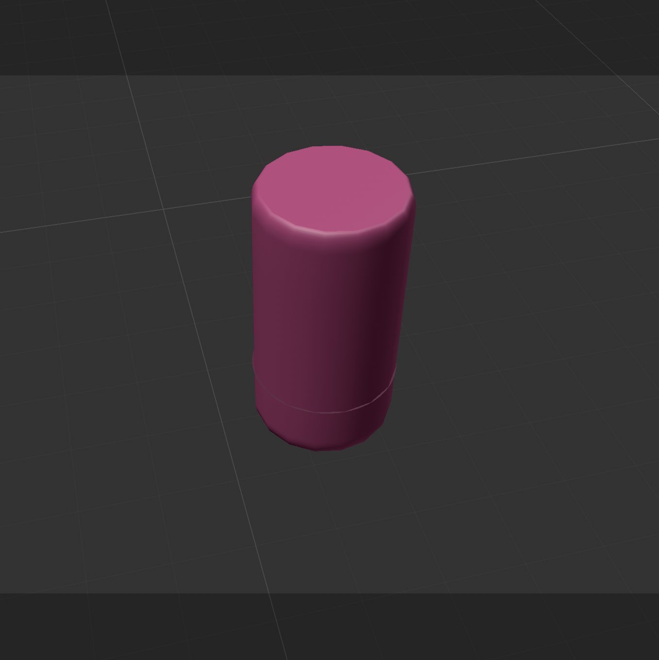 Complete 3D model of the stick of blush from an upper-facing angle