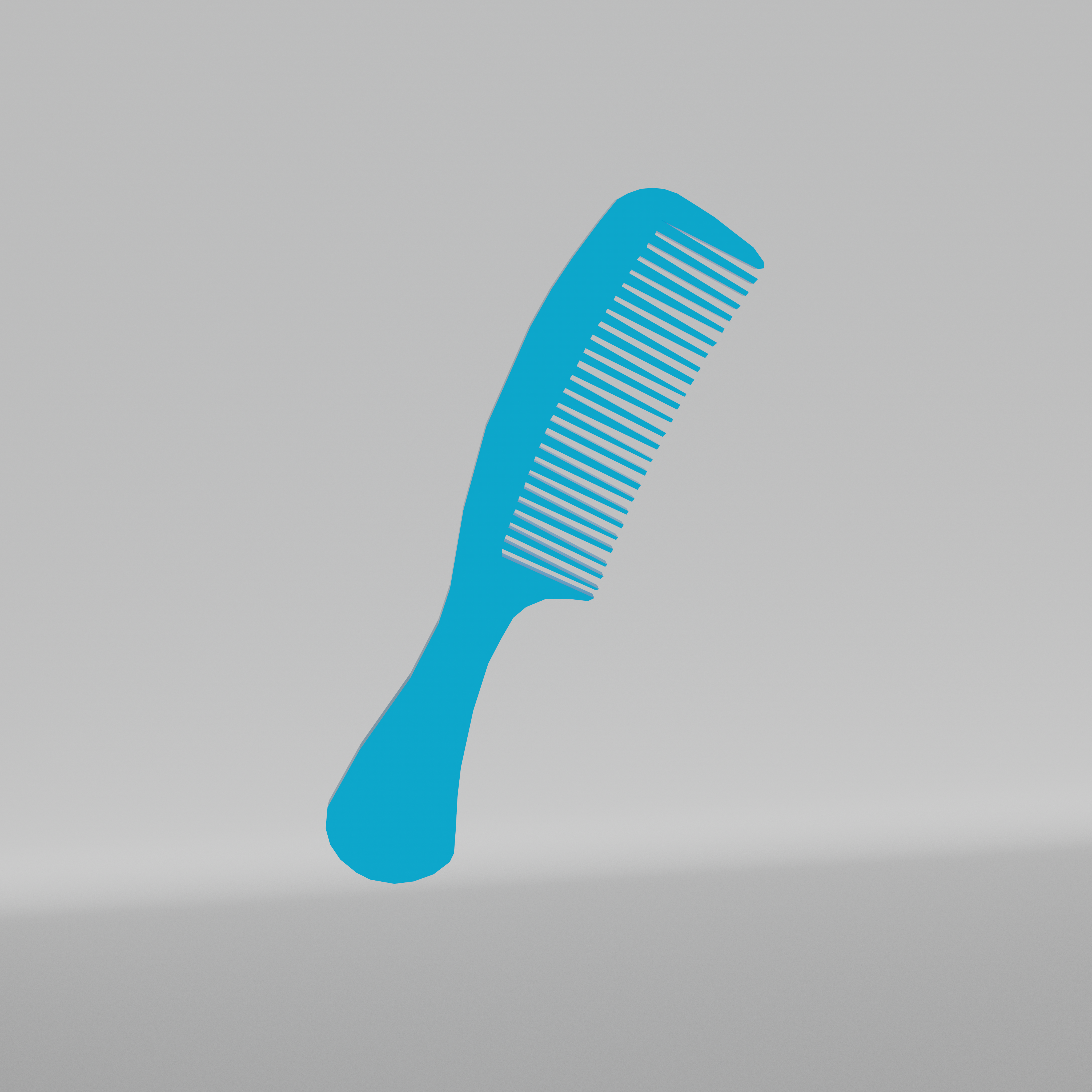 A front view of the comb 3D model that is rendered