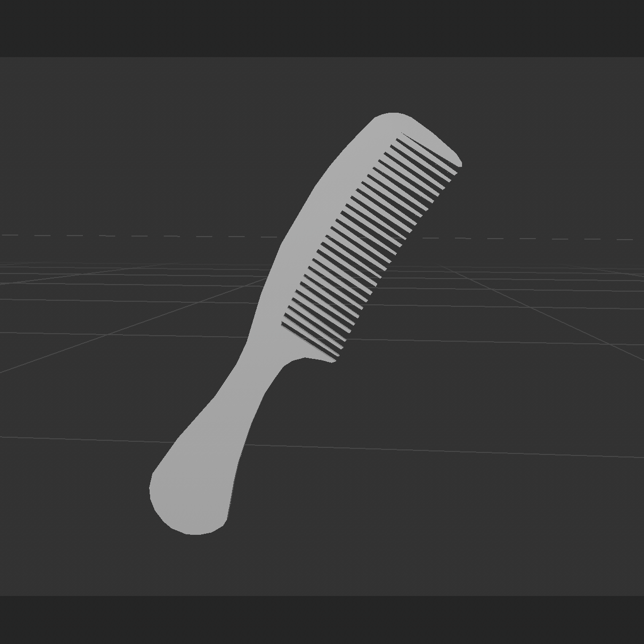 Image of the comb as 3D model with no colour