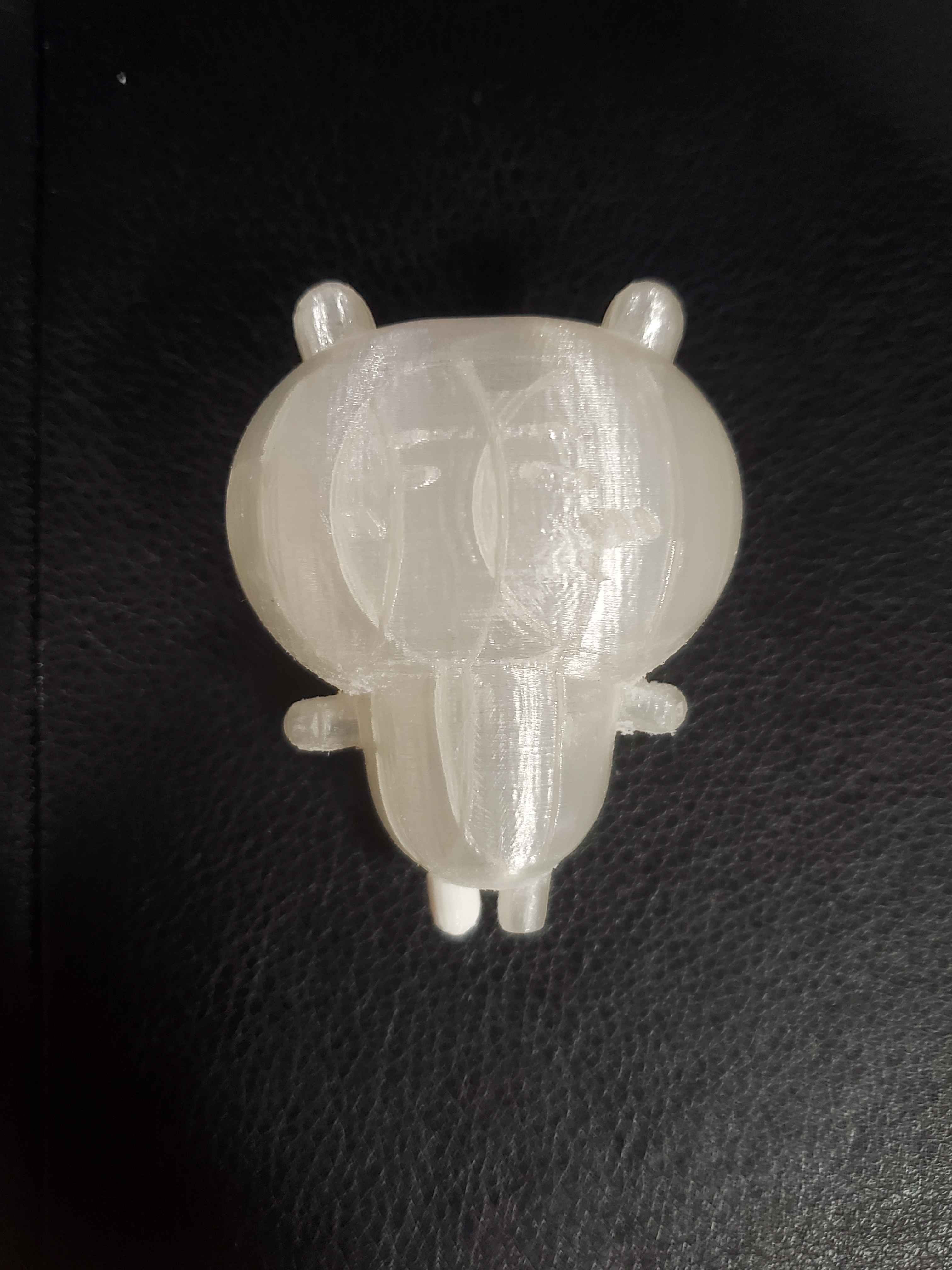 I originally did not want this print to be clear but I didn't have a choice since most printers were out of order or were being used. I actually do like the clear filament quite a bit, I think it looks neat. While I was sanding the print down I broke one of its legs off so I used one of my failed models and glued that leg on. <div class='container'><iframe class='responsive-iframe' src='https://hudak.phoenix.sheridanc.on.ca/P1Stuff/Index.html'></iframe></div>