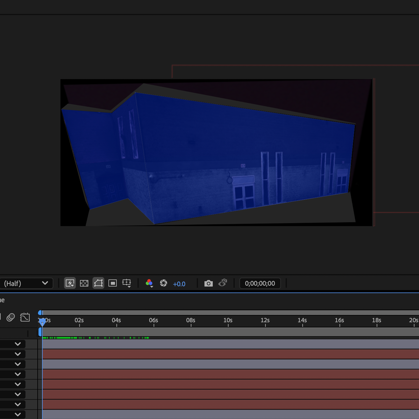 This was me following the steps to do projection mapping, I was covering the school with blue panels