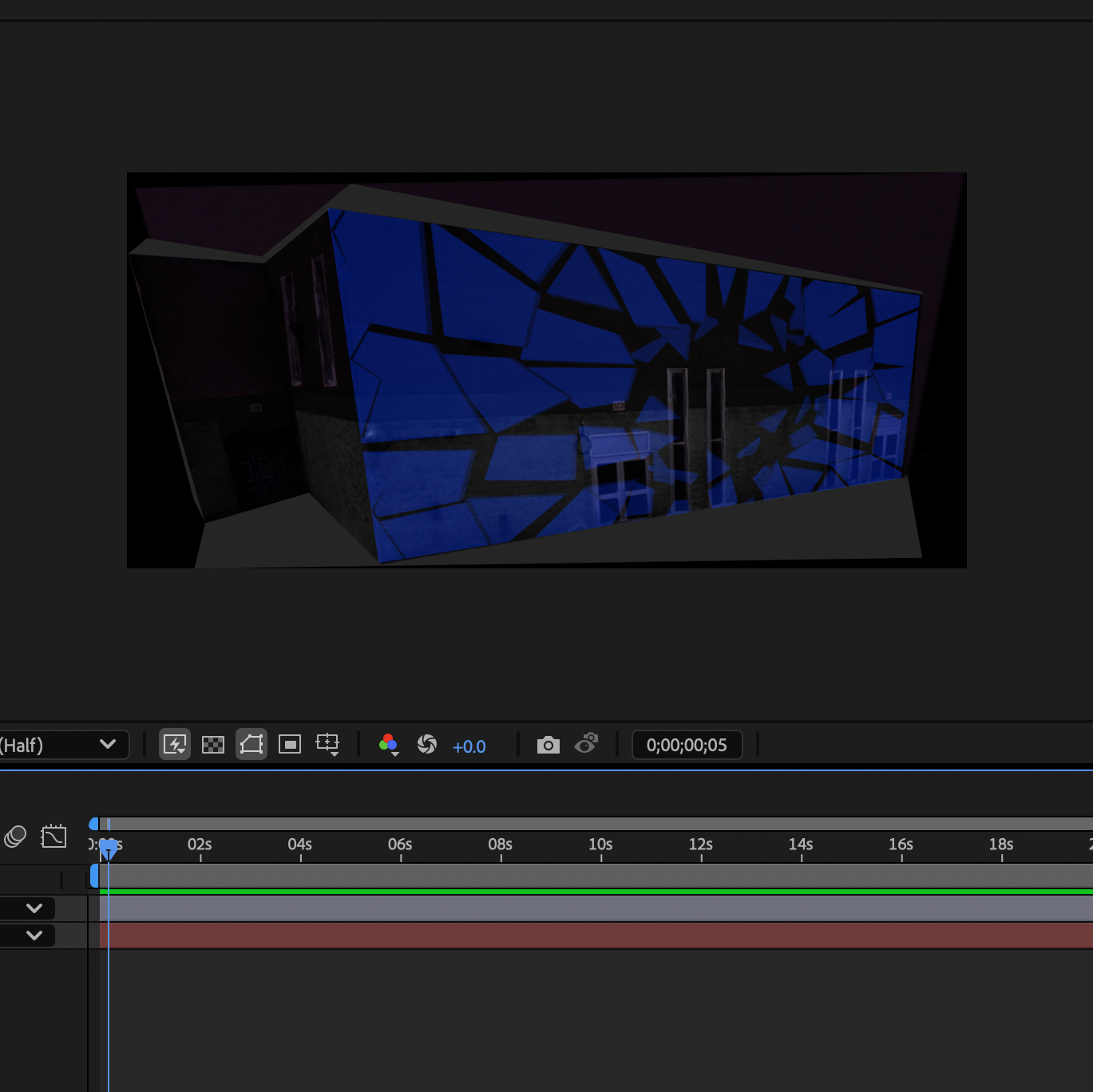 I was attempting to create a glass shattering effect on the blue panel