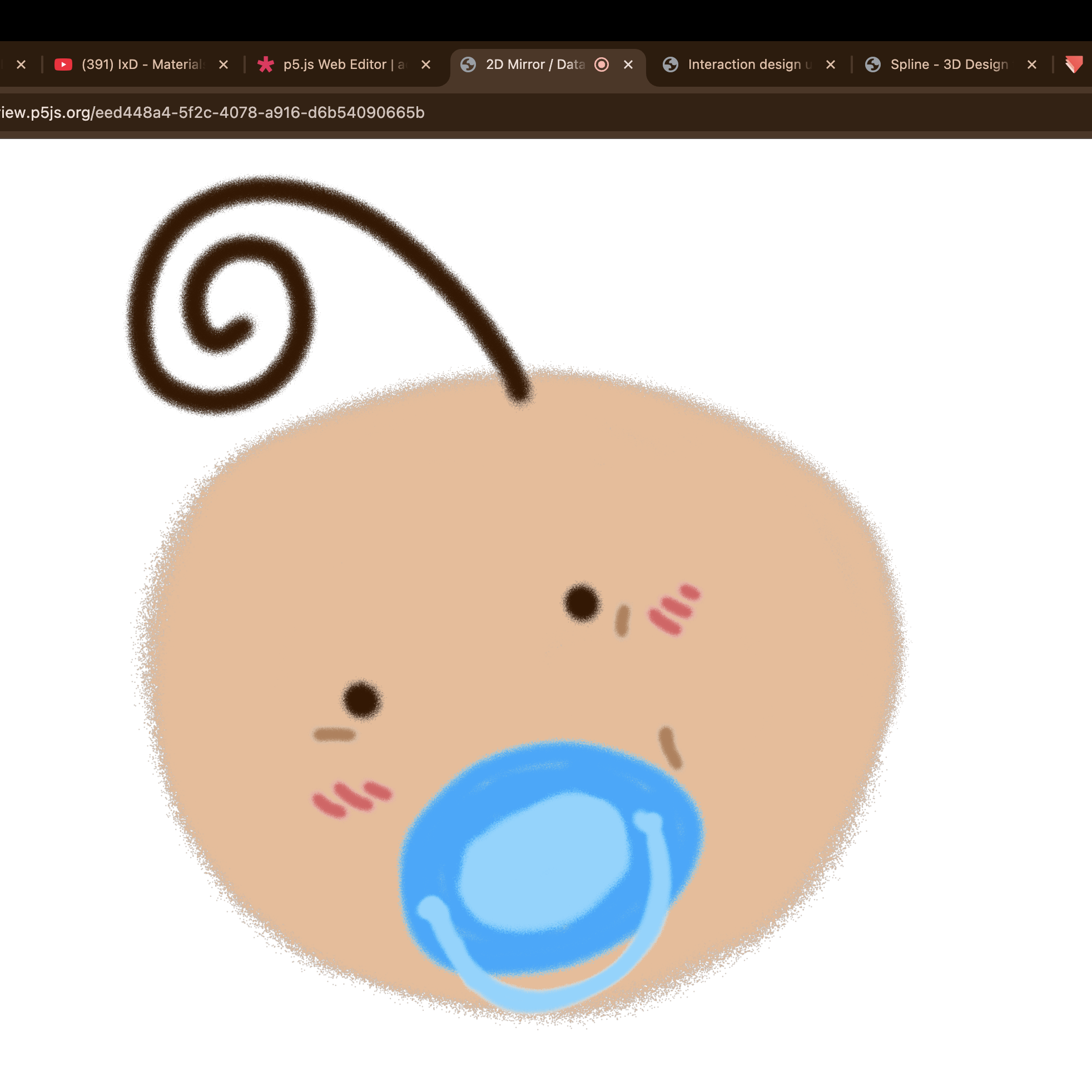 This was what the baby-like creature looked like when I looked straigt into the camera.