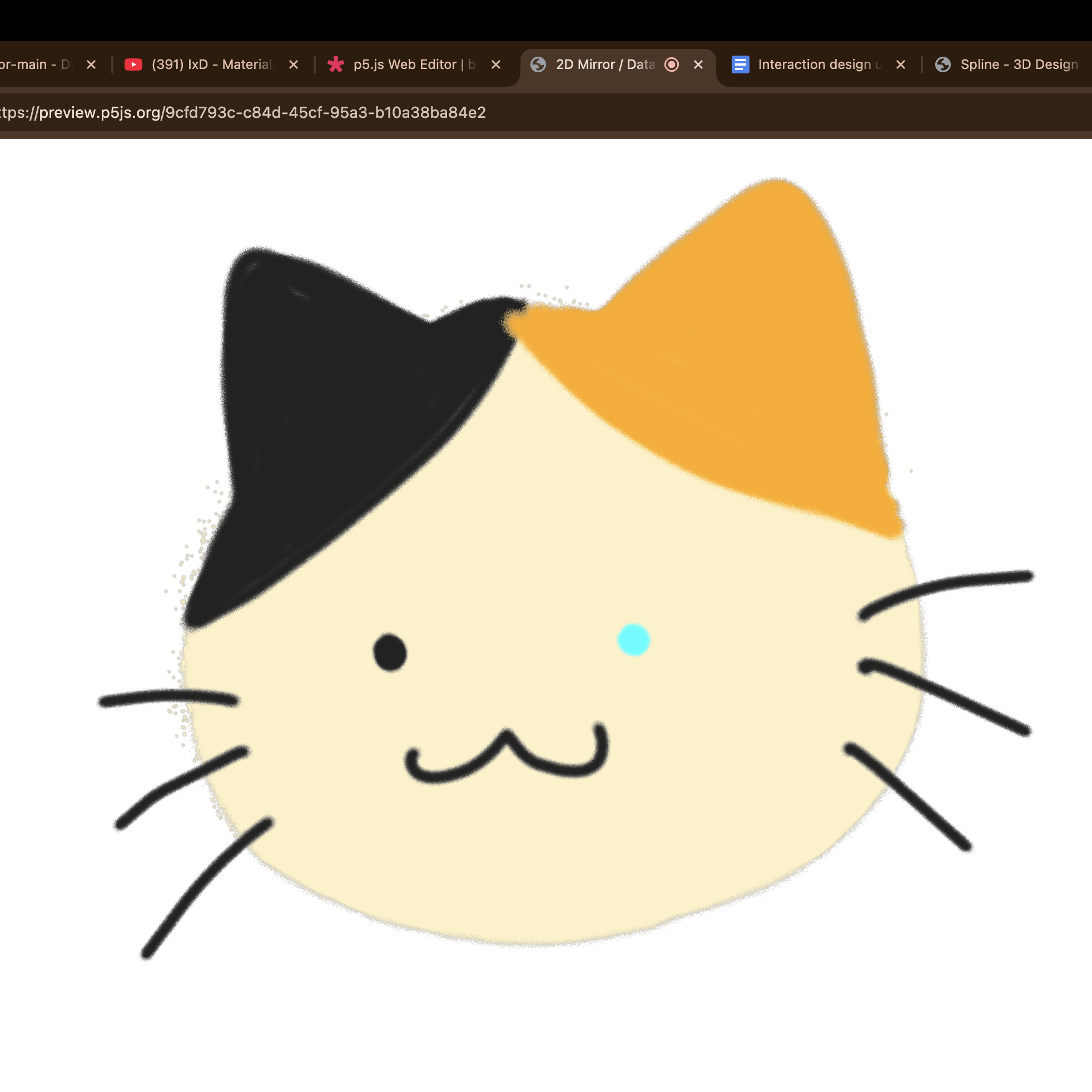 This was what the calico cat looked like when I looked straigt into the camera and stayed still.