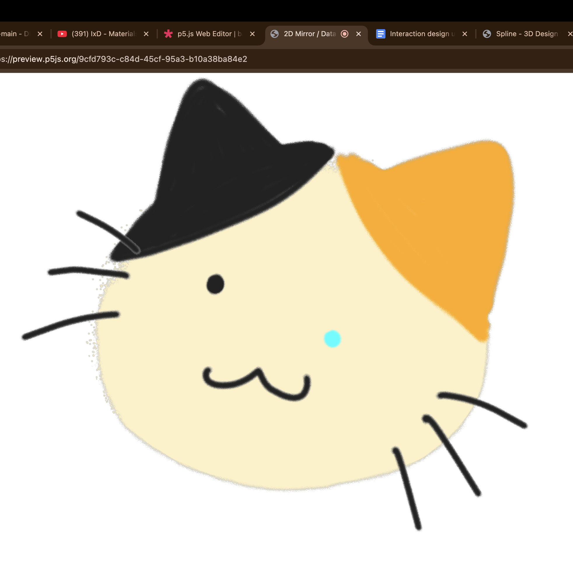 This was what the calico cat looked like when I tilted my head to the right.