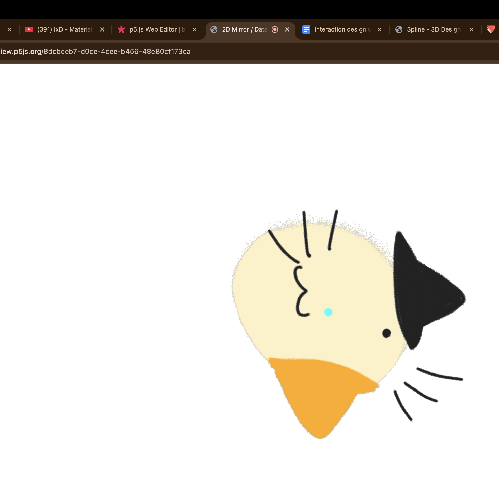 This was what the calico cat looked like when I attempted to move as far away as possible to see if my face would still register and tilted my head as far as I could to the right.