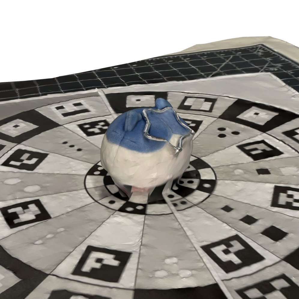 This is a back view of the Hachiware keychain scan that I took. It was able to capture the metal star pretty well considering how shiny it is, however it is mixing with the plush part of the keychain.