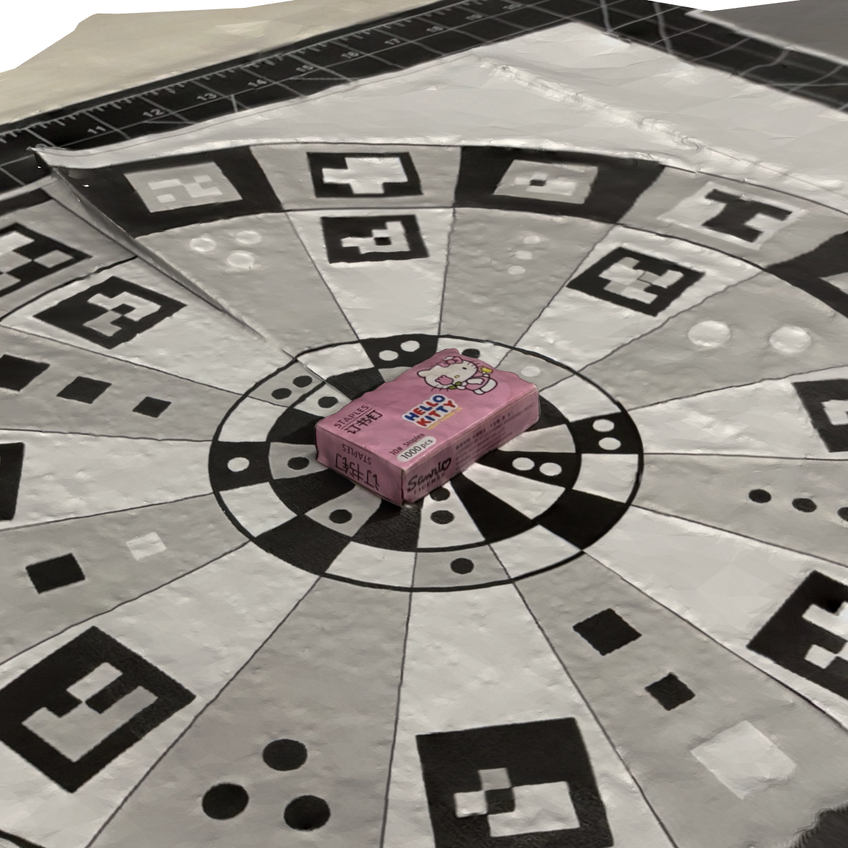 This is a 3/4 view of the staple box scan that I took. I'm really happy with this scan, it even caught the detail of the papers being slightly lifted and it looks essentially identical to the real object.